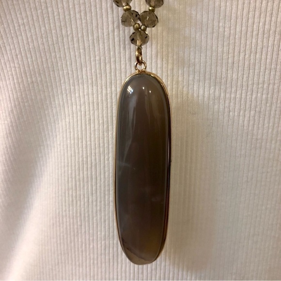 Polished Stone with Faceted Glass Bead Necklace - Picture 2 of 9